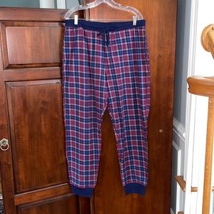 NEW Lands End Navy Plaid Jogger PJ Pants